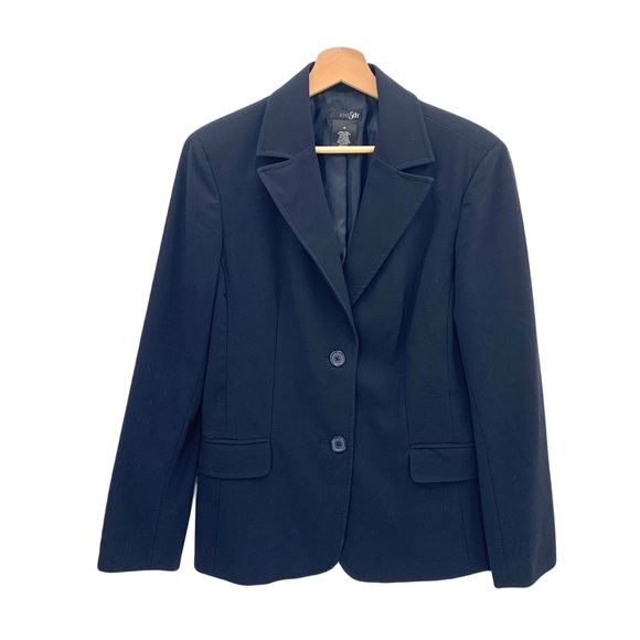 Classic Navy Blue Two Button Blazer by East 5th Size 10 Career Office Jacket - Picture 1 of 12